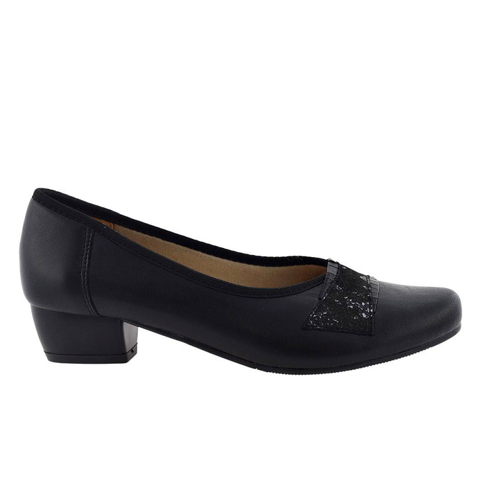 Dámské černé kožené lodičky Galant na nízkém podpatku
