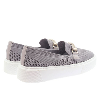 Šedé dámské boty na platformě se zdobením