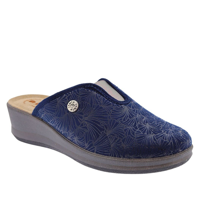 Dámské nazouvací pantofle v námořnické modré barvě s gumovou vsadkou