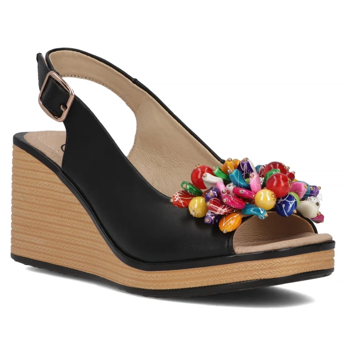 Černé kožené sandály Filippo na klínku