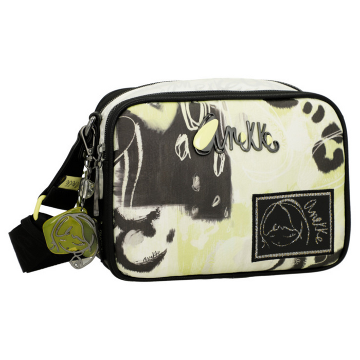 Anekke Memories dvoukomorová černobílá messenger taška na zip