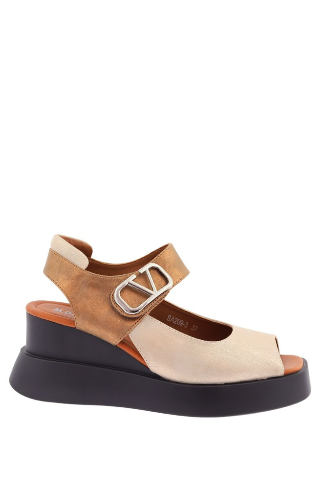 Zlaté sandály na klínku z ekokůže se suchým zipem