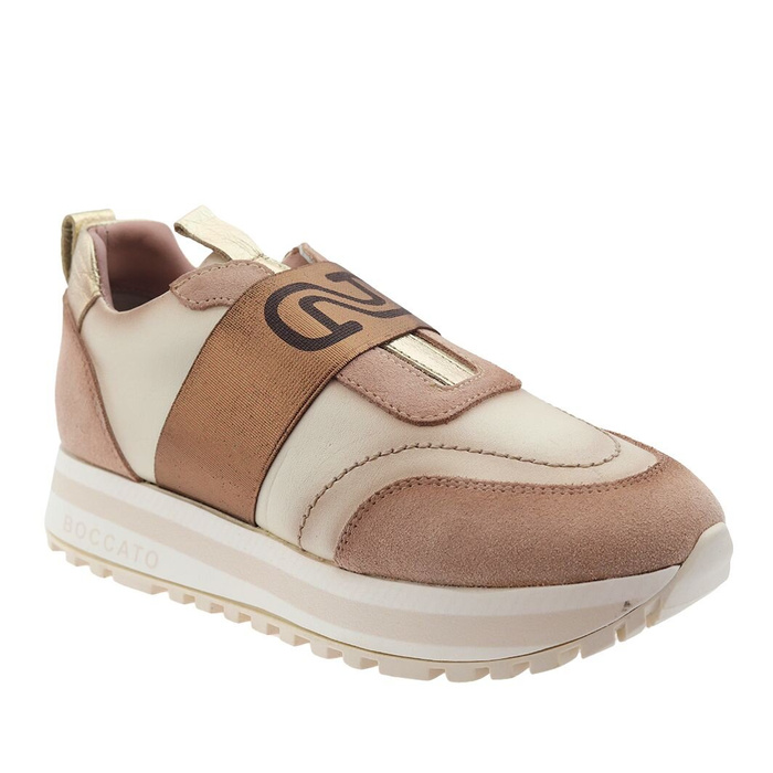 Béžové kožené slip-on tenisky s platformou