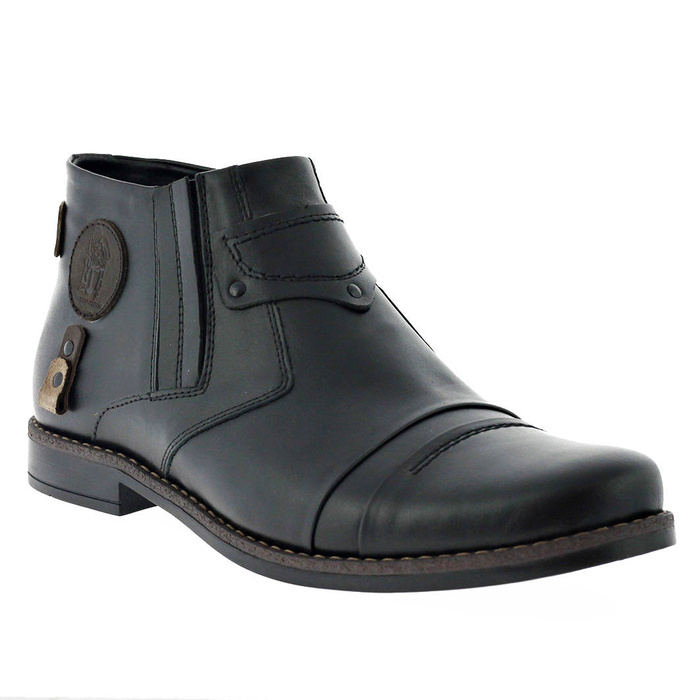 Pánské černé kožené kozačky se zapínáním na zip