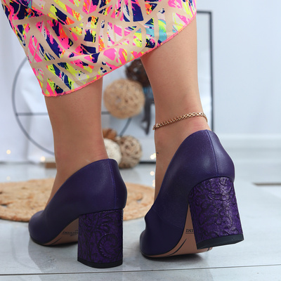 Fialové kožené lodičky s blokem Baldaccini