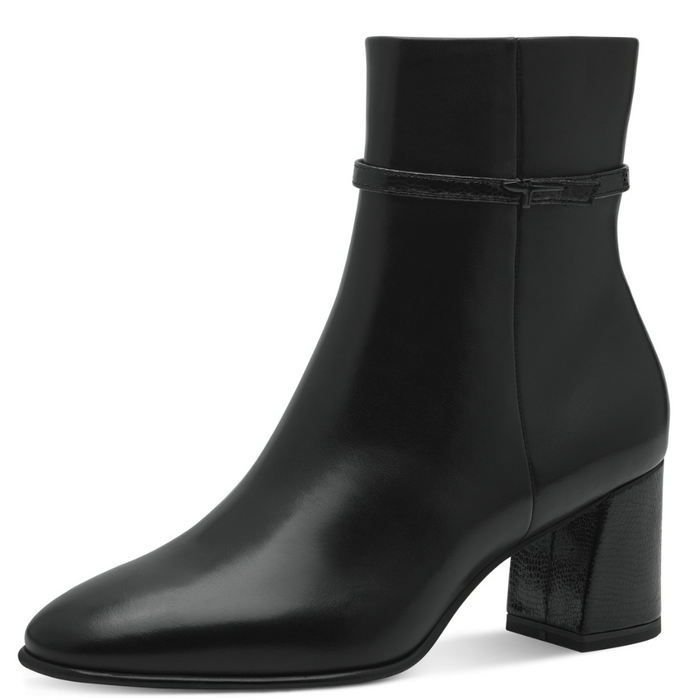 Černé dámské kožené kozačky s blokem Tamaris