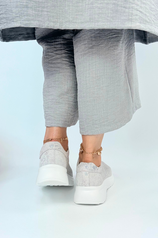 Modré prolamované kožené ploché boty