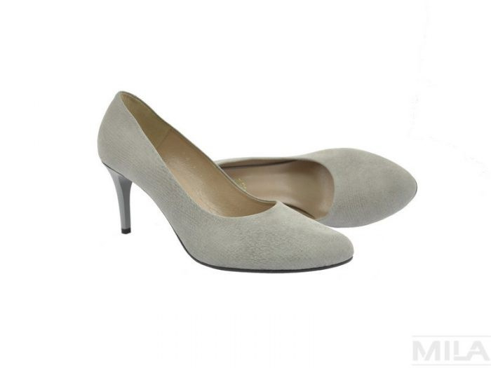 Kožené vysoké podpatky ESPIRITO by DAREX - šedá C-518/4