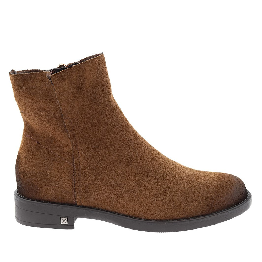 Hnědé semišové ploché boty, zateplené