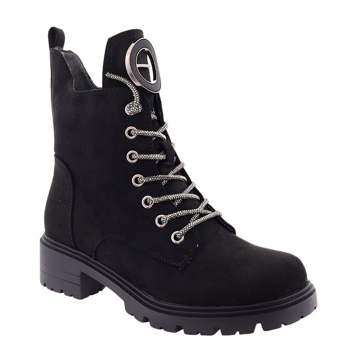 Černé semišové šněrovací pracovnice se zipem