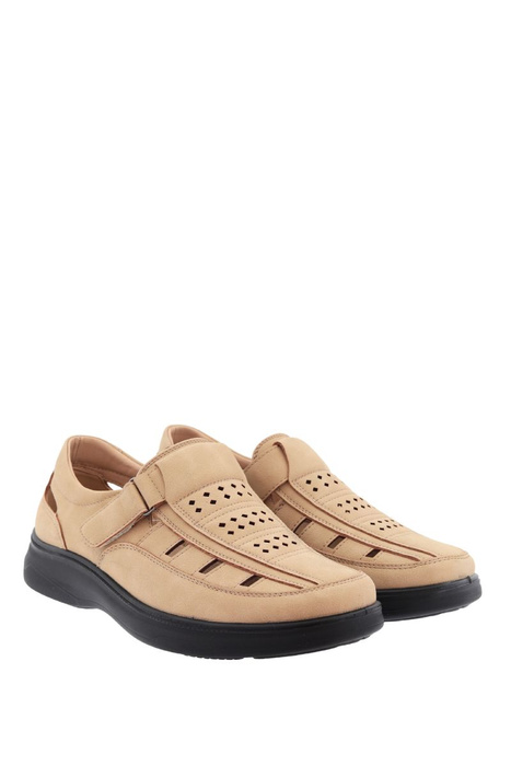 Pánské béžové prolamované boty na suchý zip