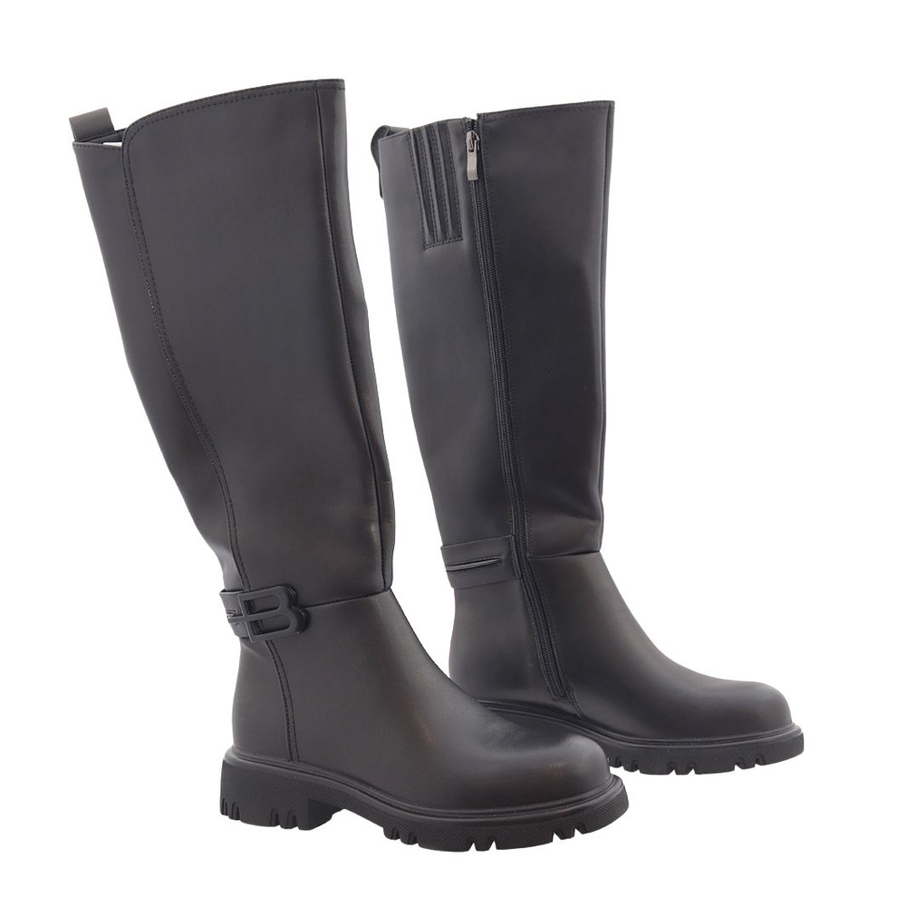 Dámské černé kožené kozačky na zip