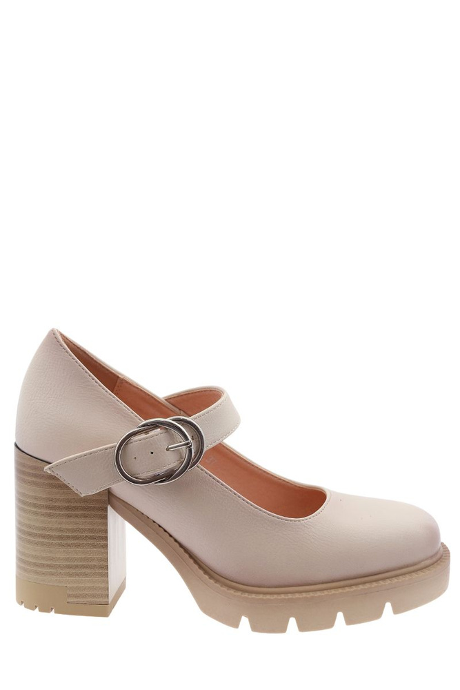 Béžové dámské boty s přezkou na patě