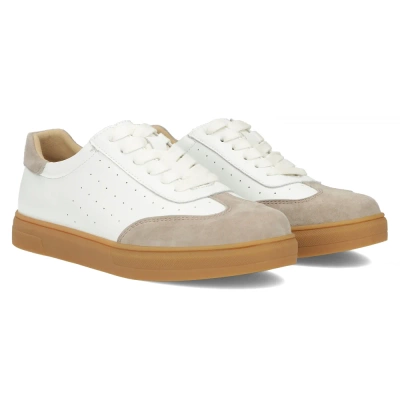 Béžové a bílé kožené boty na platformě Filippo