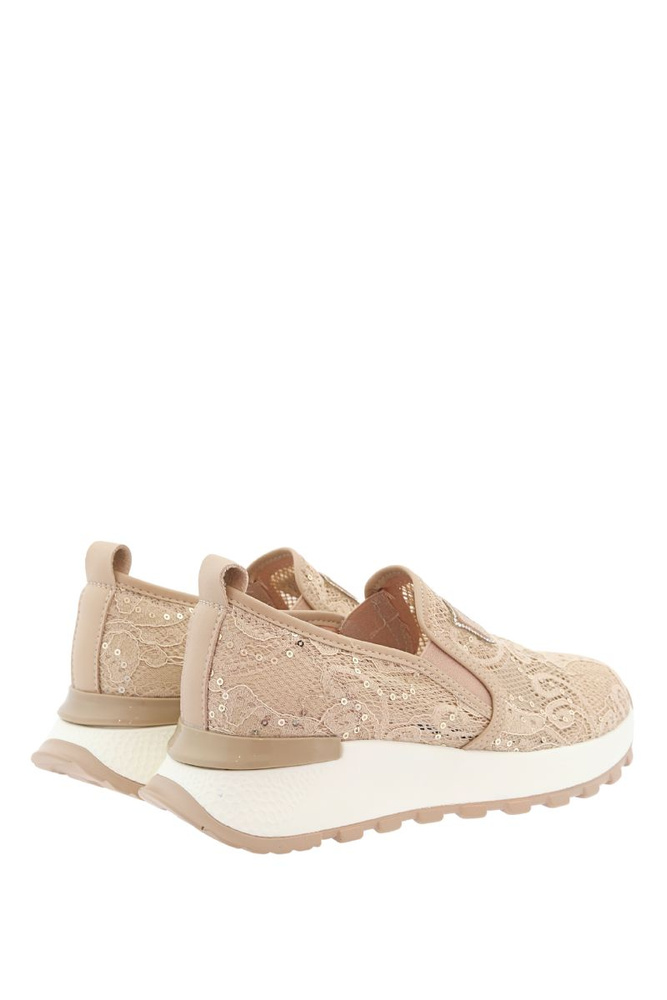 Béžové kožené sportovní boty s krajkou, nazouvací