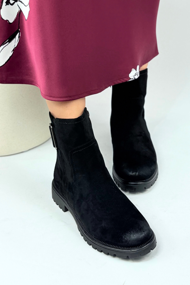 Černé kotníkové boty Potocki s ozdobným podpatkem