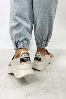 Nazouvací boty na klínku Hispanitas, bílé a zlaté