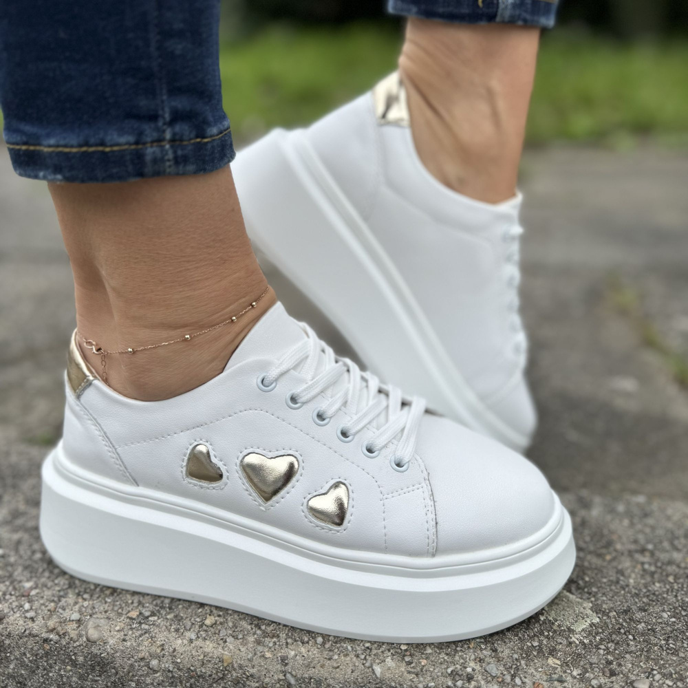 Bílé a zlaté kožené boty na platformě Artiker