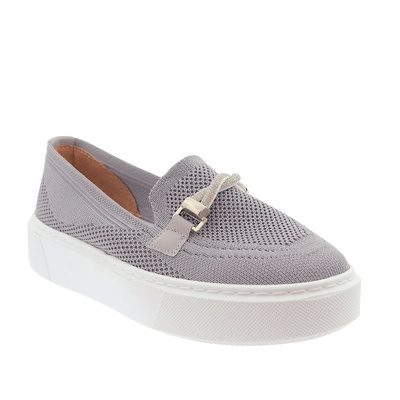 Šedé dámské boty na platformě se zdobením