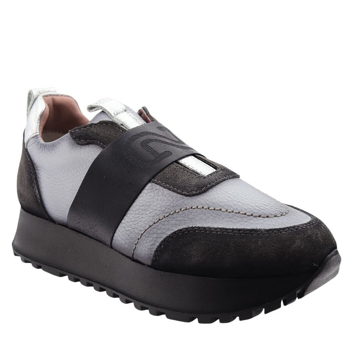 Dámské šedé kožené slip-on tenisky