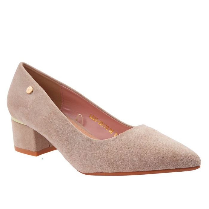 Béžové semišové lodičky s blokem Vinceza