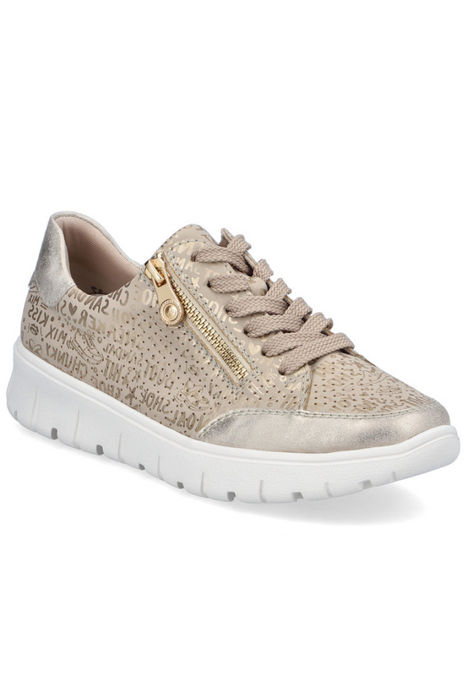 Zlaté perforované tenisky s platformou Rieker