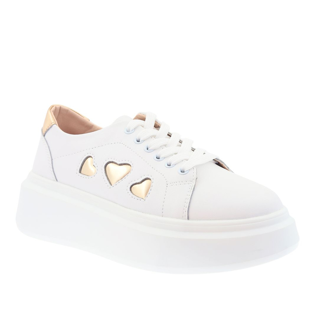 Bílé a zlaté kožené boty na platformě Artiker