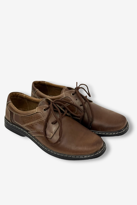 Kožené nazouvací boty na klínku se zipem, černé