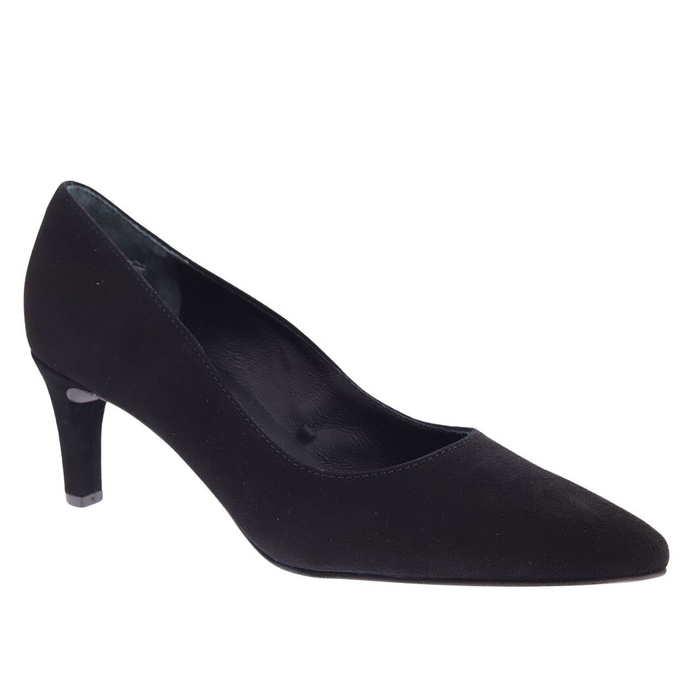 Černé nazouvací lodičky Ryłko z přírodní velurové kůže