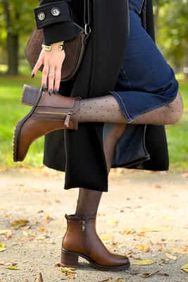 Hnědé semišové ploché boty, zateplené