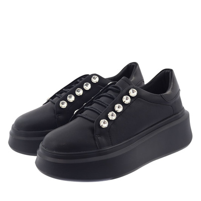 Černé kožené tenisky na platformě D&A