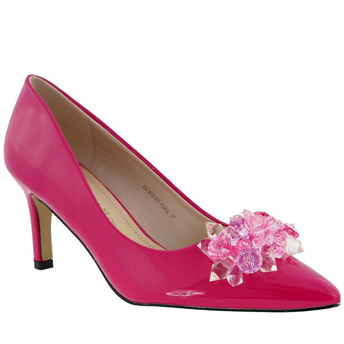 Fuchsiové patentované jehlové podpatky s krystaly T.Sokolski