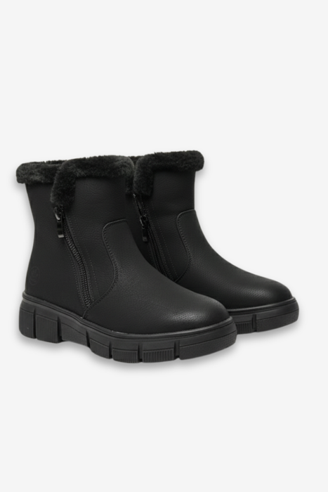 Béžové dámské zateplené kotníkové boty na šněrovací platformě se zipem