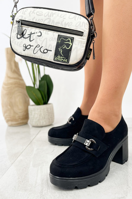 Dámské černé semišové boty na vysokém podpatku a platformě