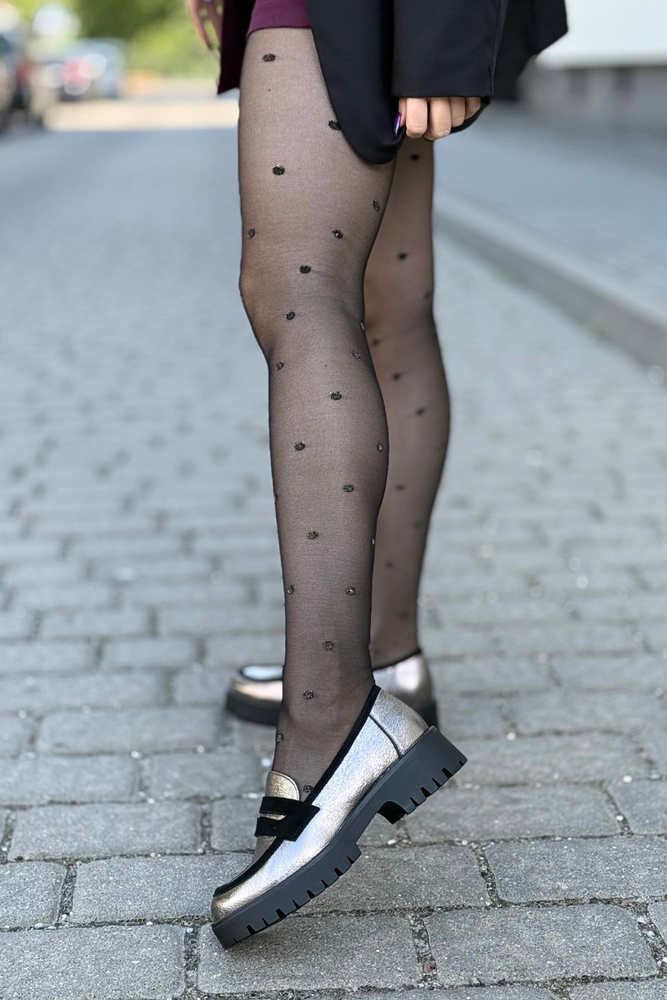 Zlaté mokasíny na platformě s řetízkem