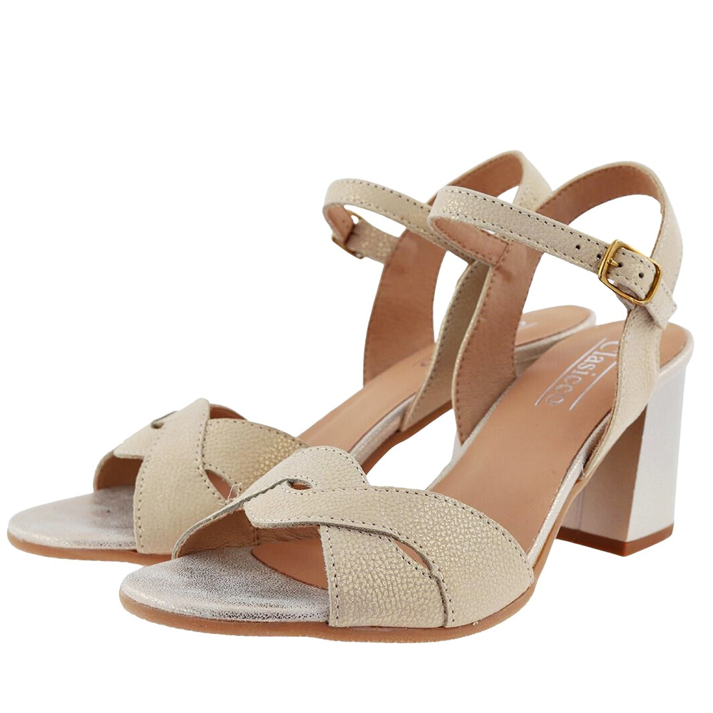 Zlaté sandály Clasicco na vysokém podpatku