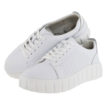 Bílé dámské kožené tenisky na platformě Evento