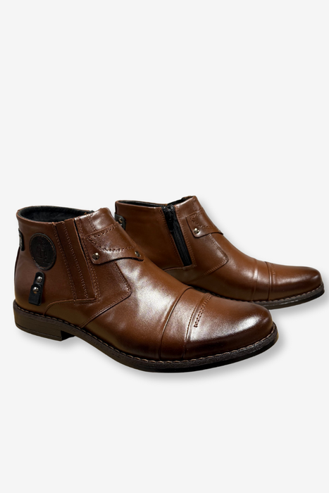 Pánské černé kožené šněrovací kozačky na zip Lukas