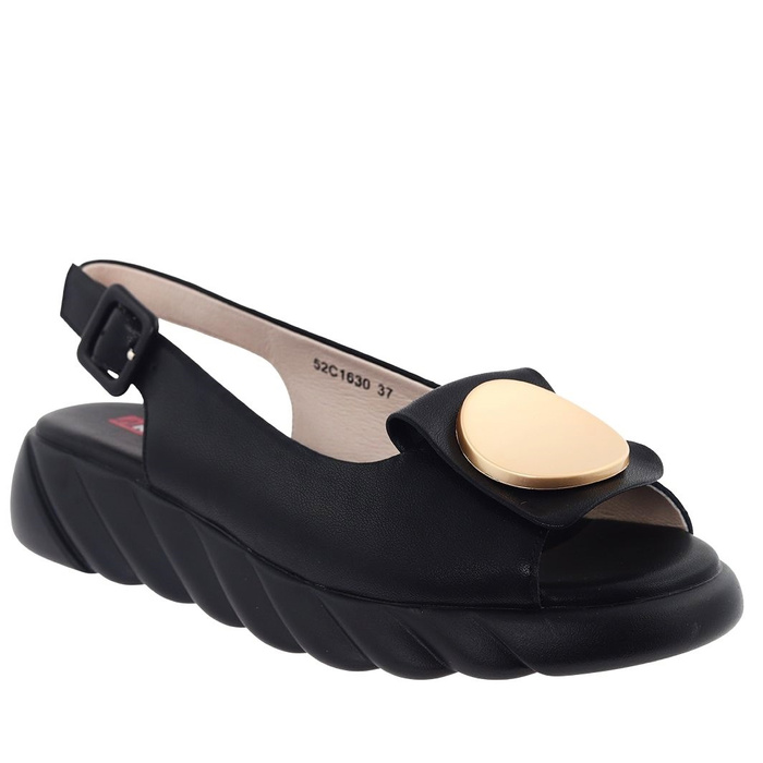 Černé sandály na klínku Artiker