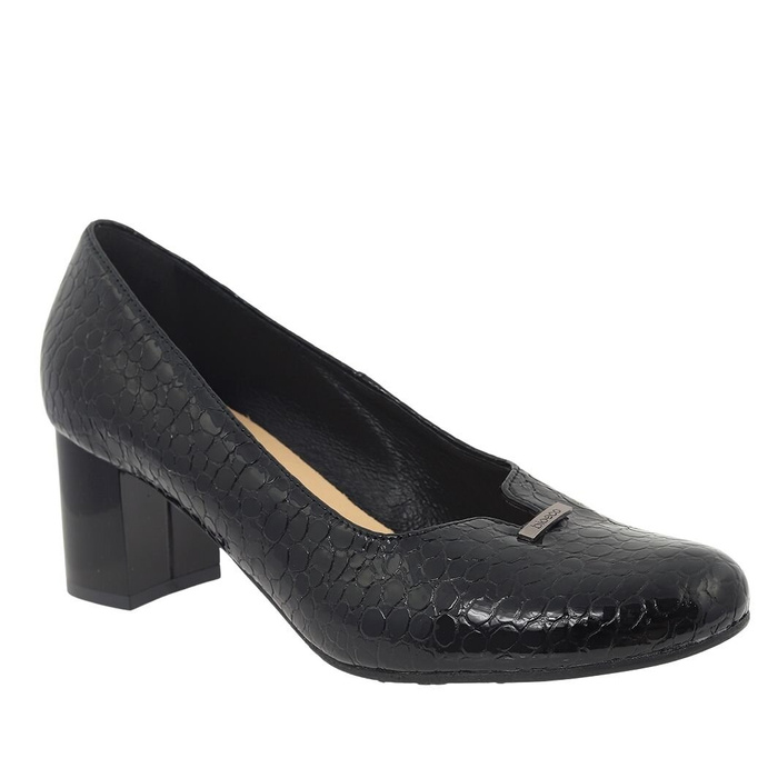 Černé kožené lodičky Bioeco Arka na vysokém podpatku