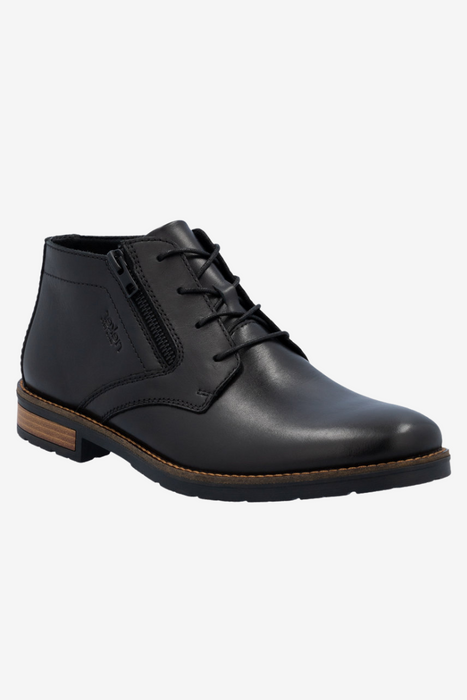 Pánské černé kožené kozačky na platformě, zateplené Rieker