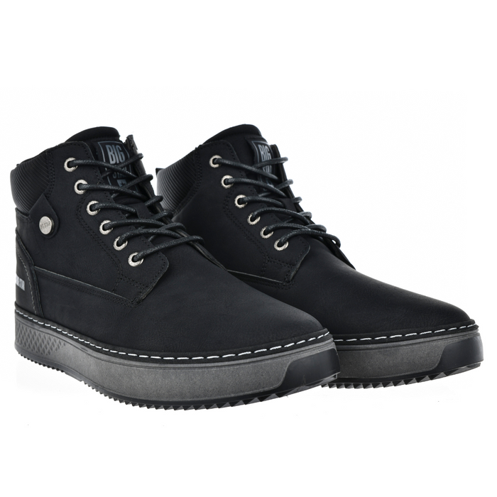 Pánské černé šněrovací kotníkové boty na platformě