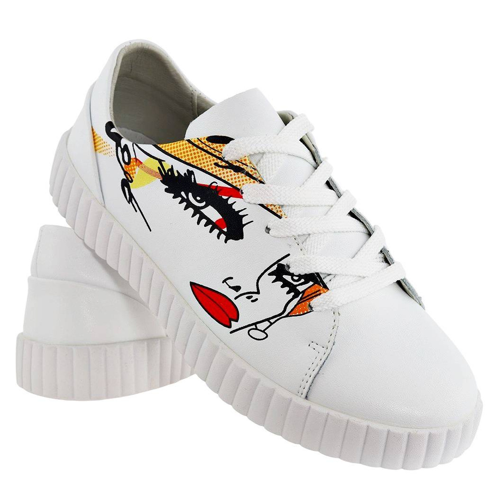 Bílé dámské šněrovací boty z přírodní kůže Artiker