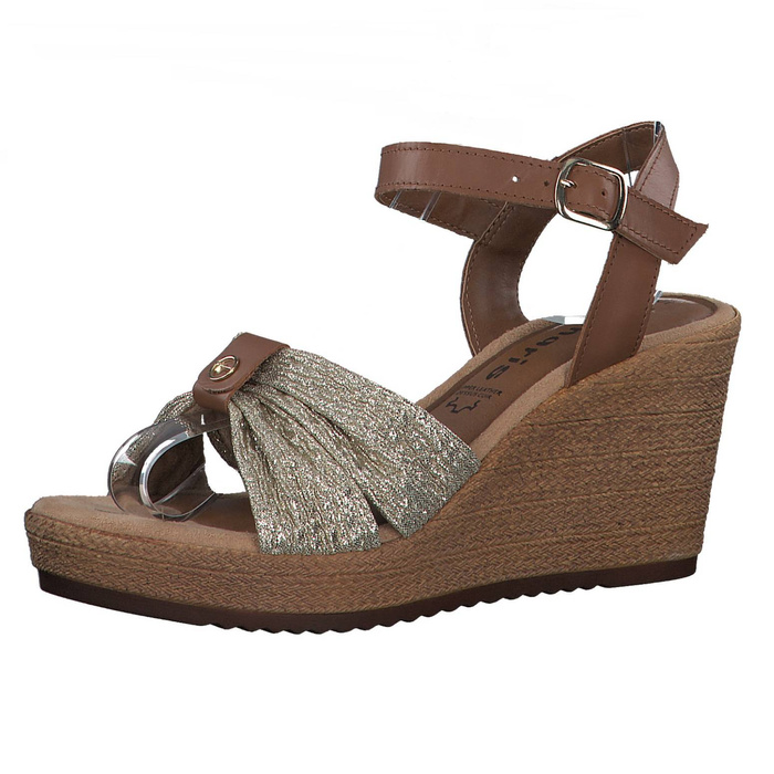 Zlaté sandály na klínku Tamaris 1-28346-20 496