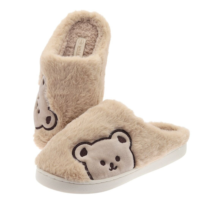 Dámské béžové kryté pantofle s kožíškem