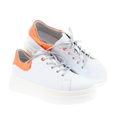 Bílé a oranžové kožené boty na platformě Artiker