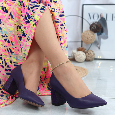 Fialové kožené lodičky s blokem Baldaccini