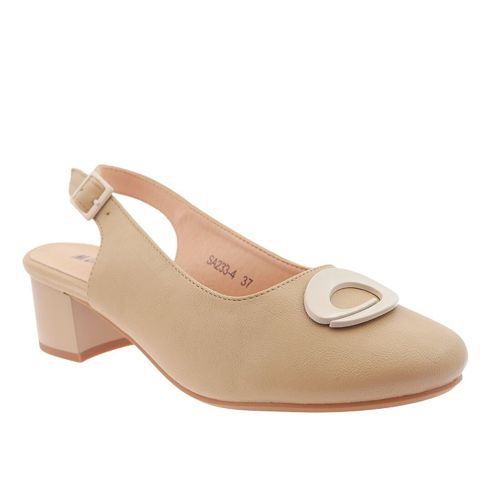 Béžové dámské lodičky s blokovým zdobením