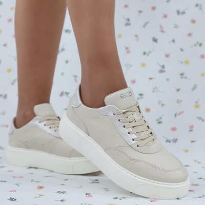 Béžové kožené boty 0RRS6_X__7THF Ryłko