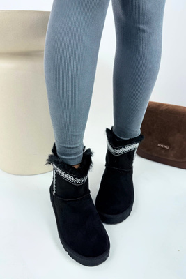 Hnědé semišové ploché boty, zateplené